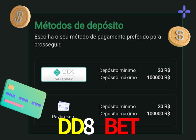 O cassino DD8 BET oferece uma grande variedade de métodos de pagamento